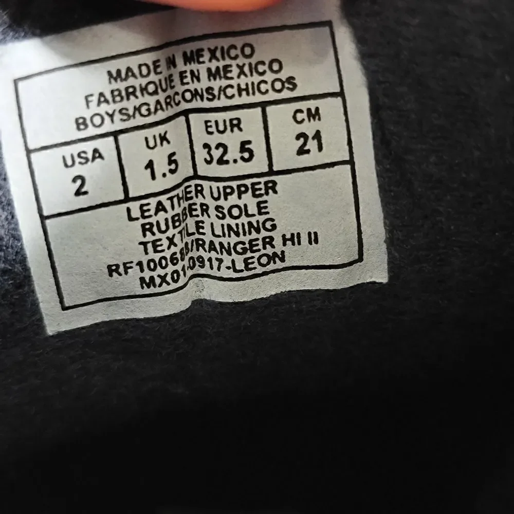 Polo Ralph Lauren Bear Ranger Leather Boots Navy Blue Black Youth Size 2 New